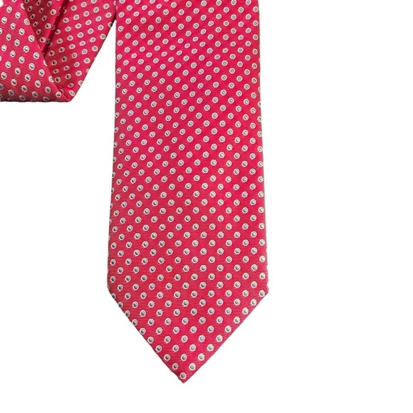 Altea Italian Silk Tie Pink bobbles dots - Picture 4 of 9